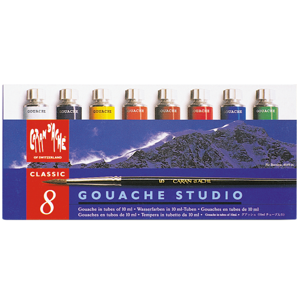 Tinta Gouache Studio Caran d'Ache 8 Cores Tubos